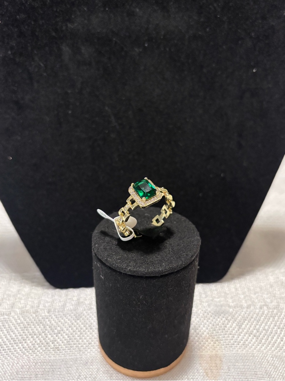 Gold Rings with Emerald Green Square Stone Size 9